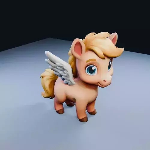 Baby Pegasus Low Poly PBR Game Asset