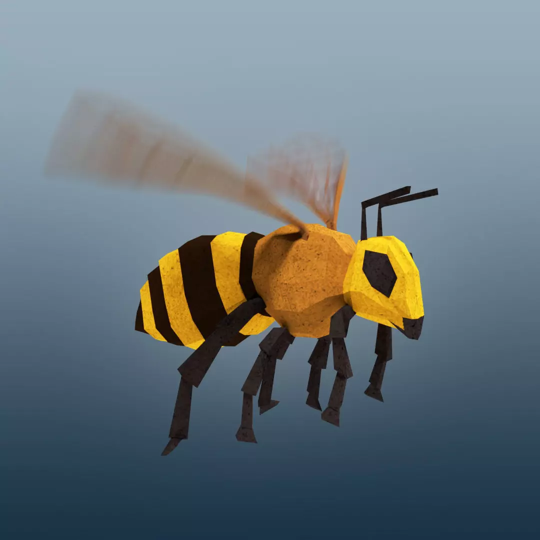 Rigged Bee Low-poly 3D model_0
