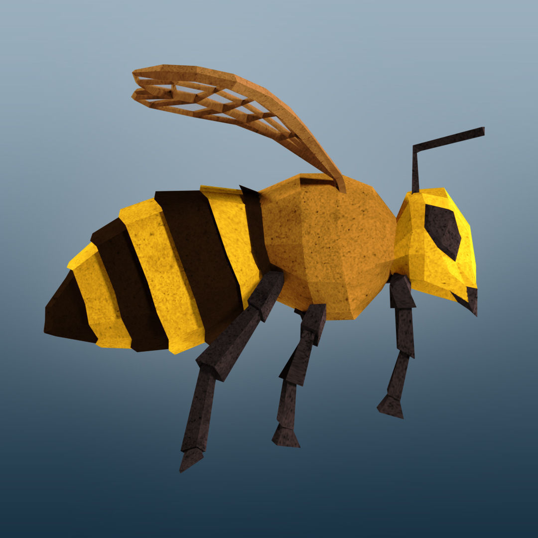 Rigged Bee Low-poly 3D model_1