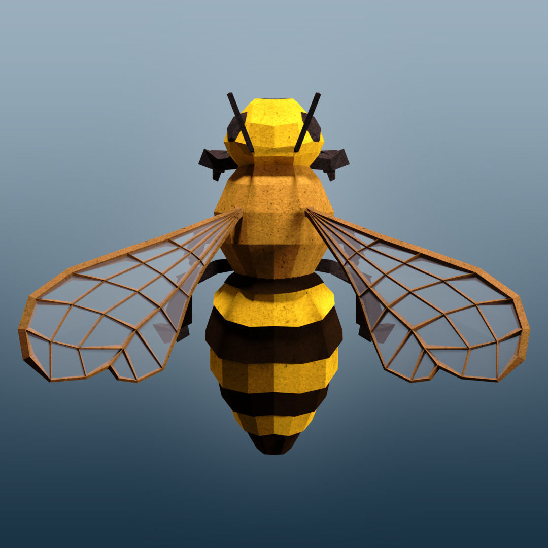 Rigged Bee Low-poly 3D model_3
