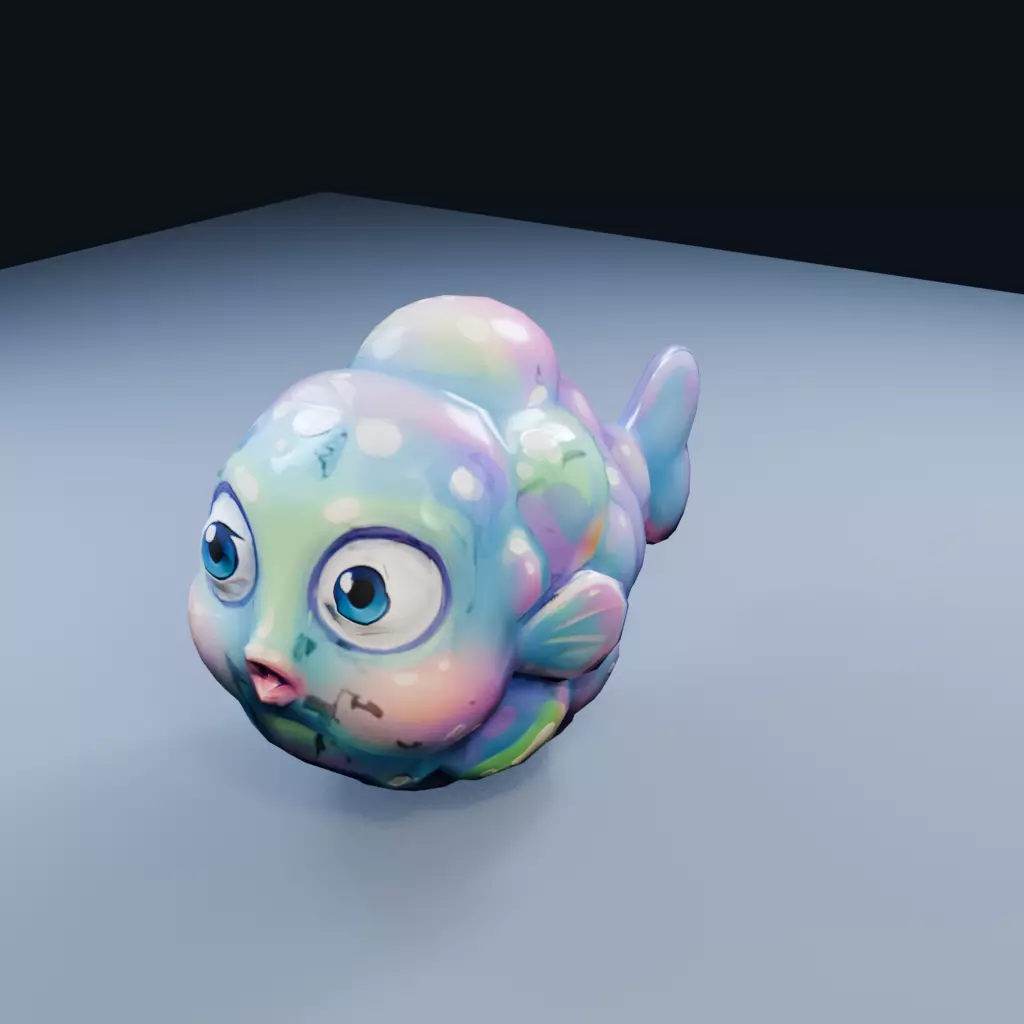 Bubble Fish Low Poly PBR Game Asset Low-poly 3D model
