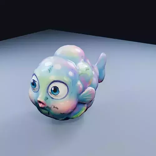 Bubble Fish Low Poly PBR Game Asset