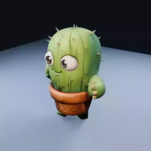 Walking Cactus Pet Low Poly PBR Game Asset
