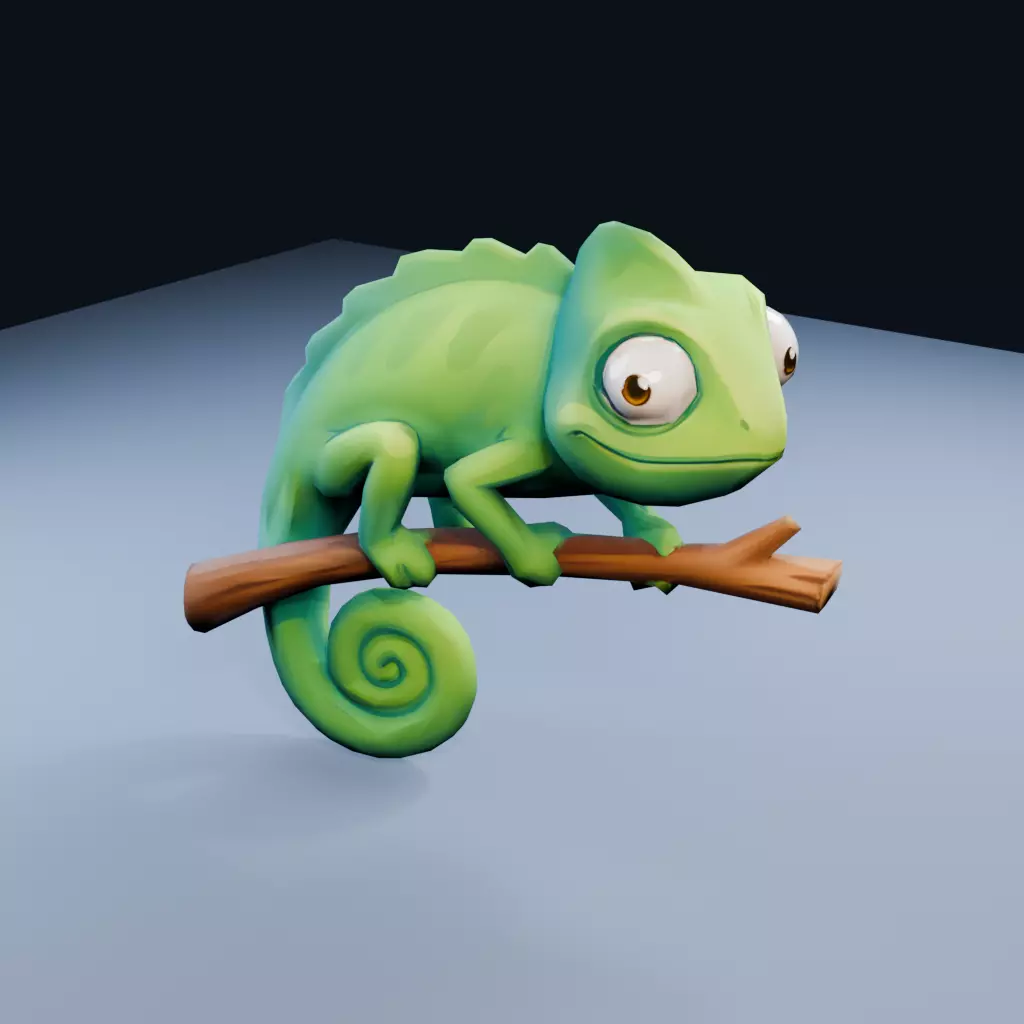 Cute Chameleon Low Poly PBR Game Asset Low-poly 3D model