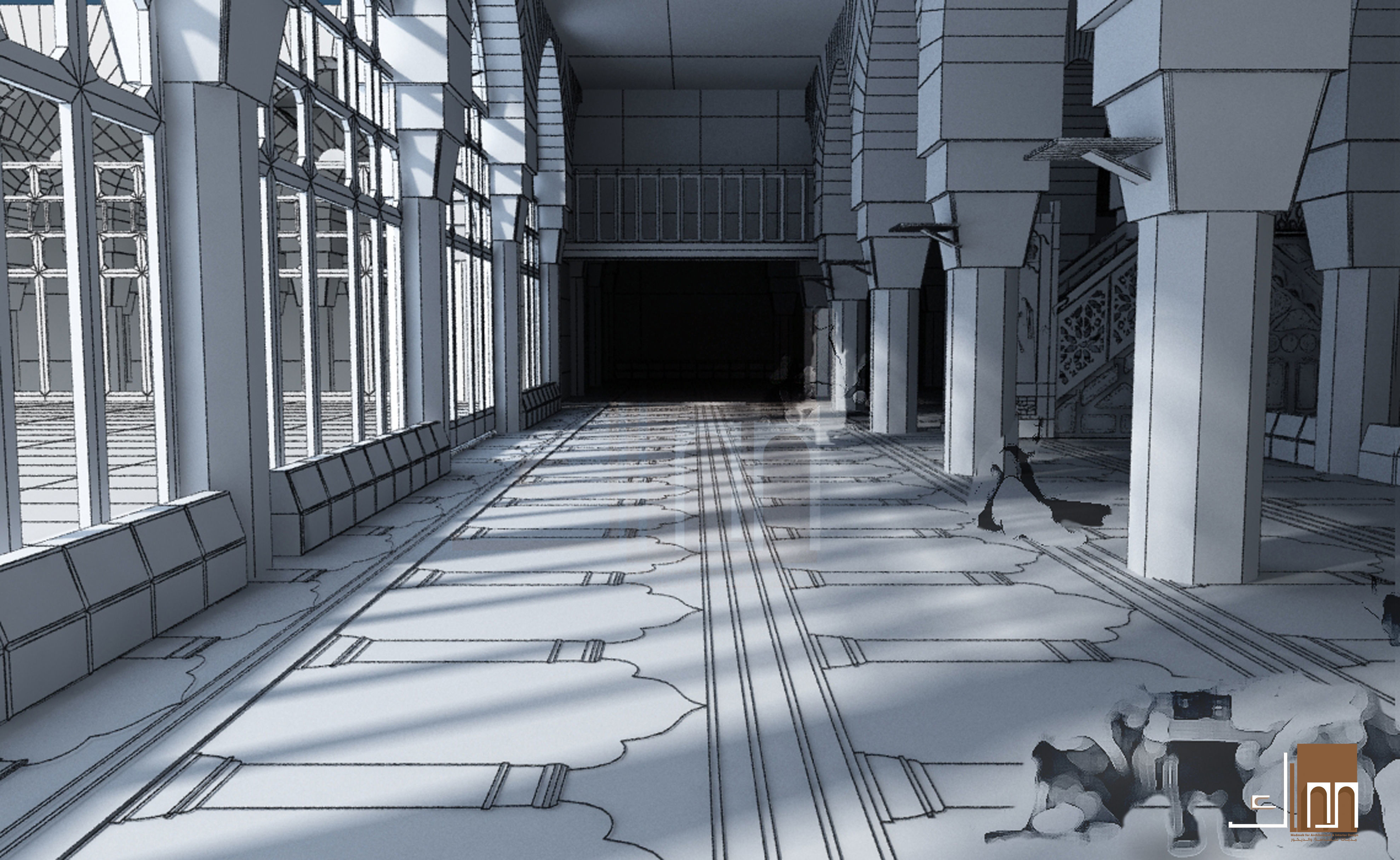 old Islamic  mosque Interior Low-poly 3D model_1