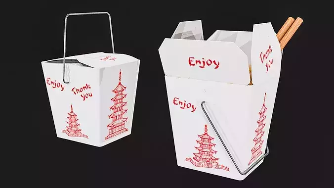 Japanese Oyster Pail Box Low-poly 3D model 2