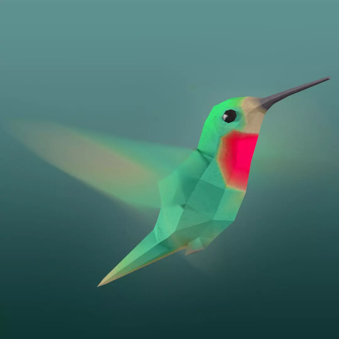 Rigged Low-Poly Hummingbird Low-poly 3D model_0