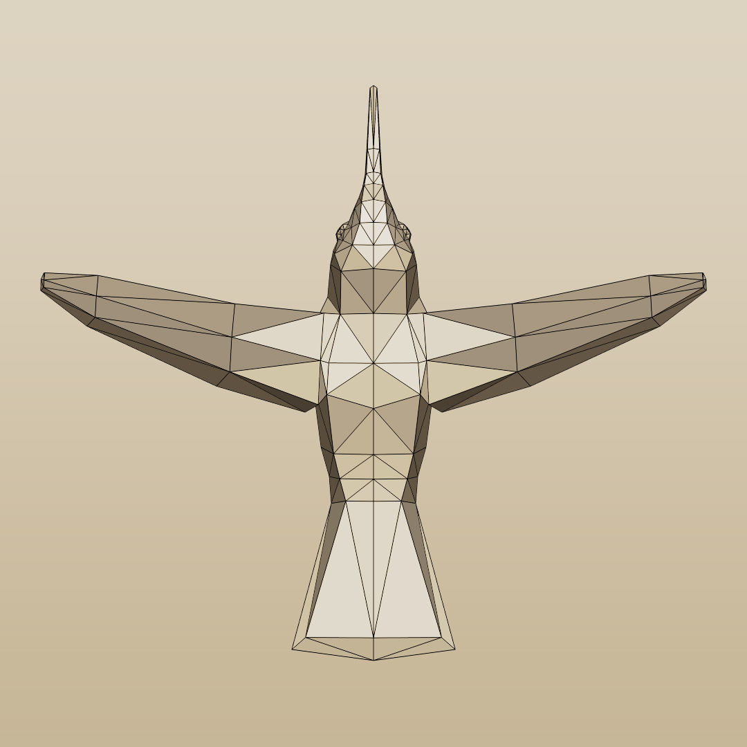 Rigged Low-Poly Hummingbird Low-poly 3D model_4