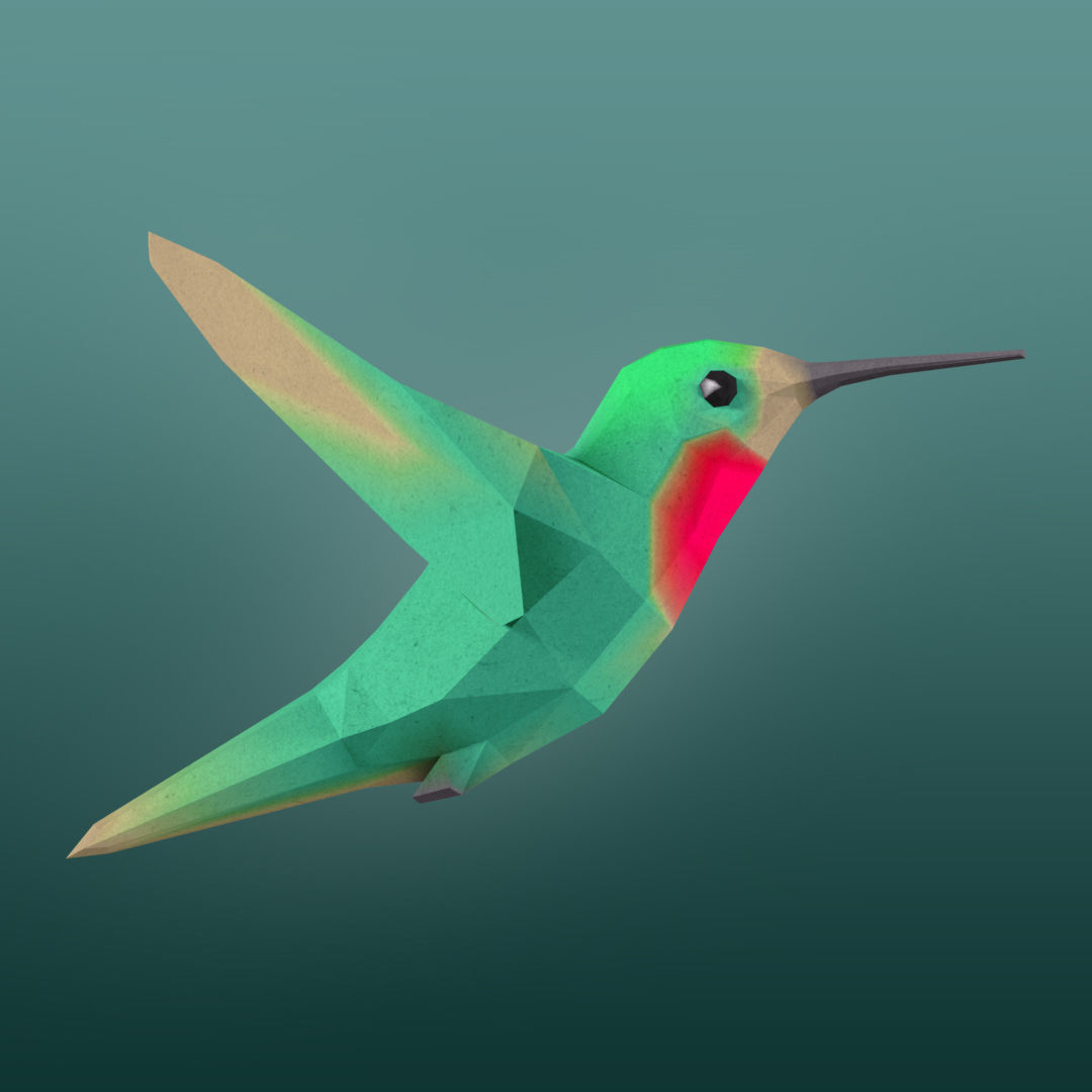 Rigged Low-Poly Hummingbird Low-poly 3D model_1