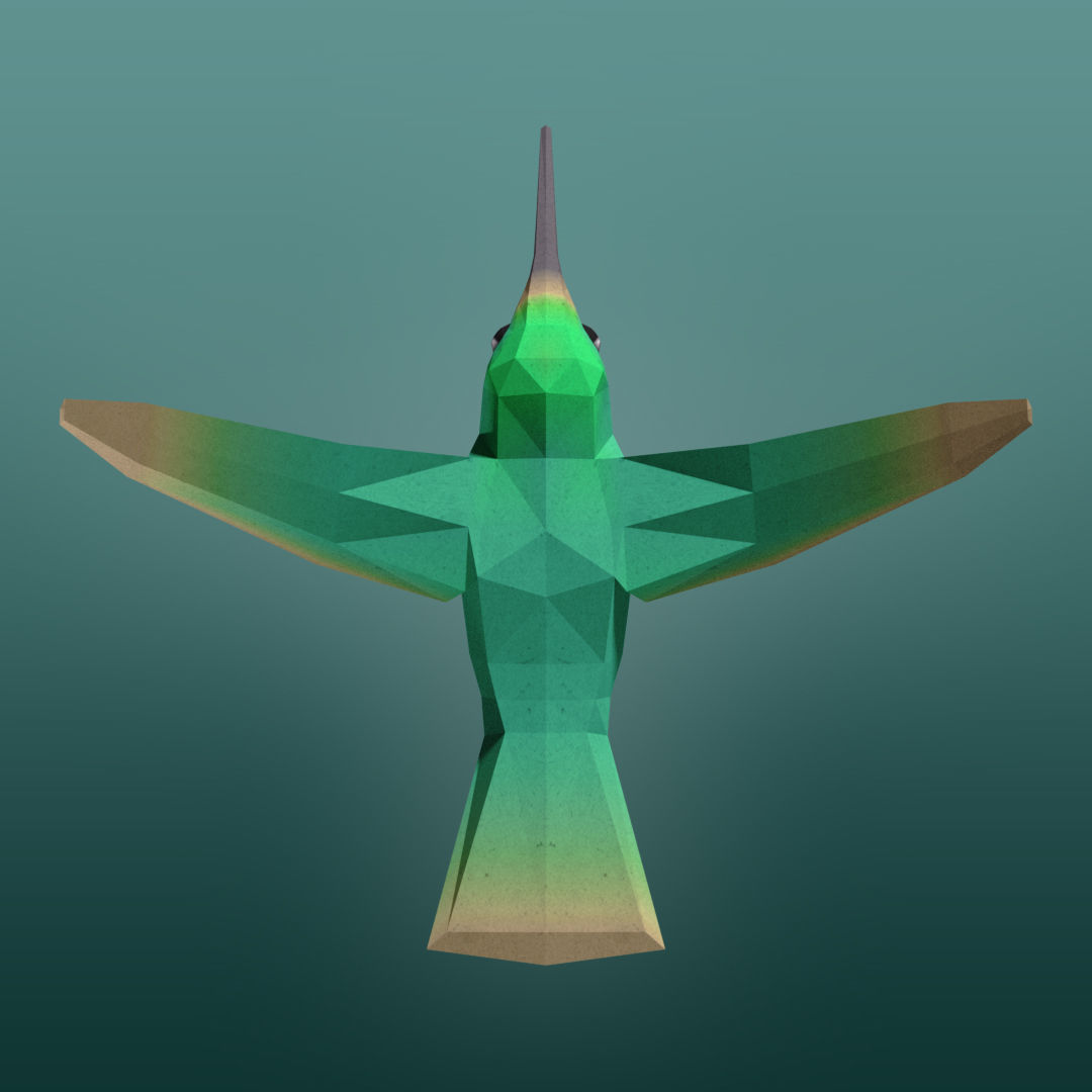 Rigged Low-Poly Hummingbird Low-poly 3D model_3