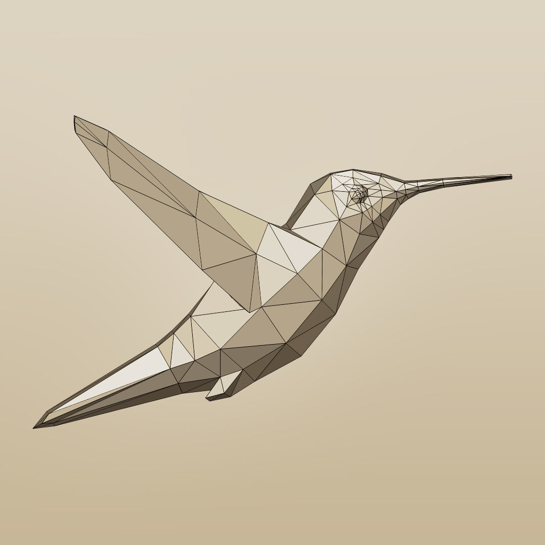 Rigged Low-Poly Hummingbird Low-poly 3D model_2