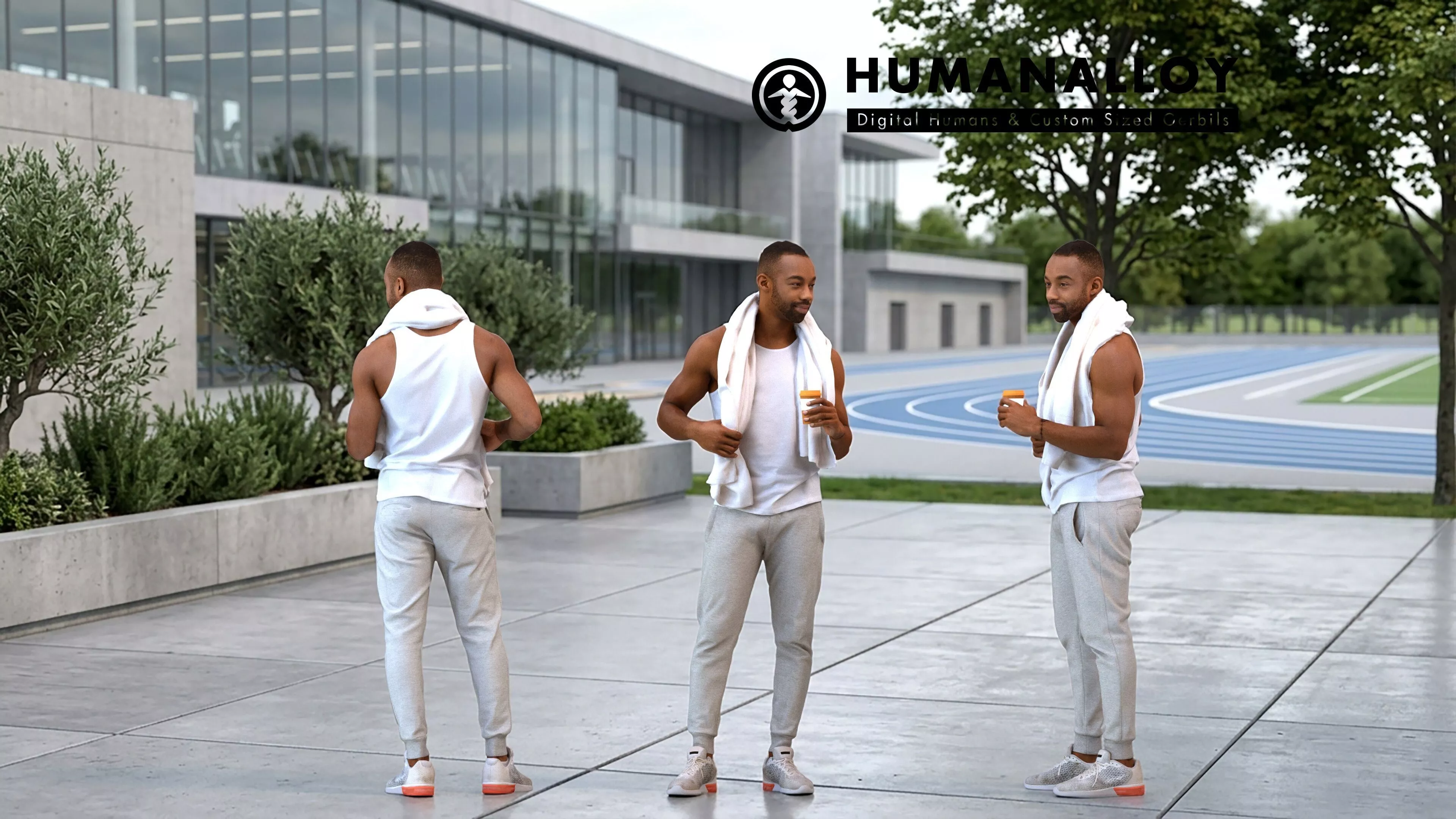 Adult Black male exercising in summer athletic wear 3D model