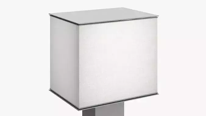 Modern Fabric Shade Lamp on Wood Bedside 3D model 5