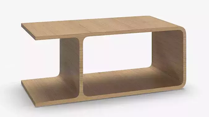 Modern Fabric Shade Lamp on Wood Bedside 3D model 6
