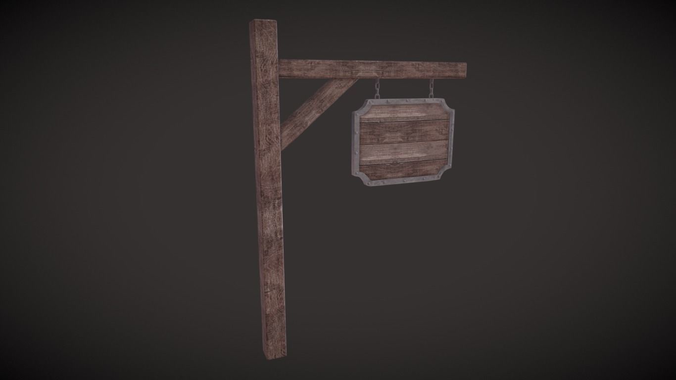 Low Poly Medieval Signboard