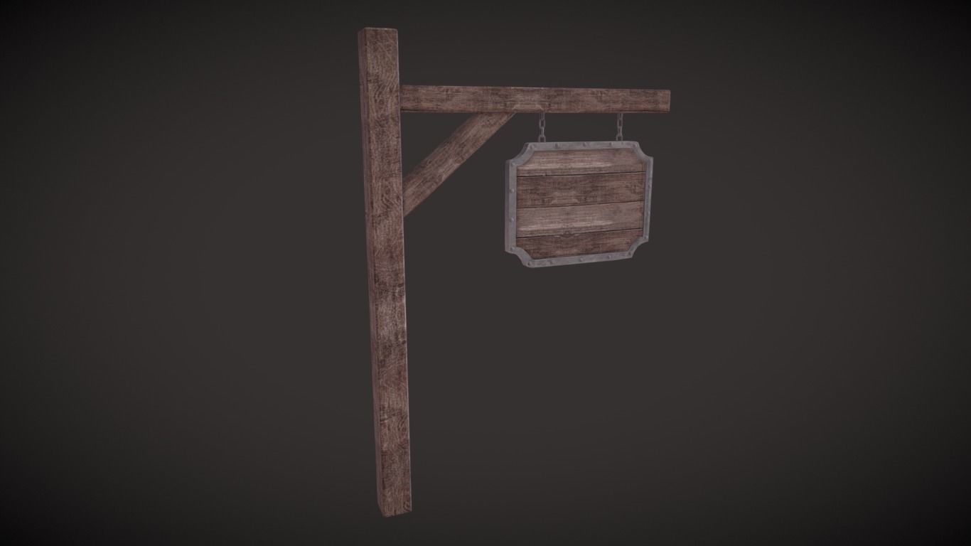 Low Poly Medieval Signboard Free low-poly 3D model