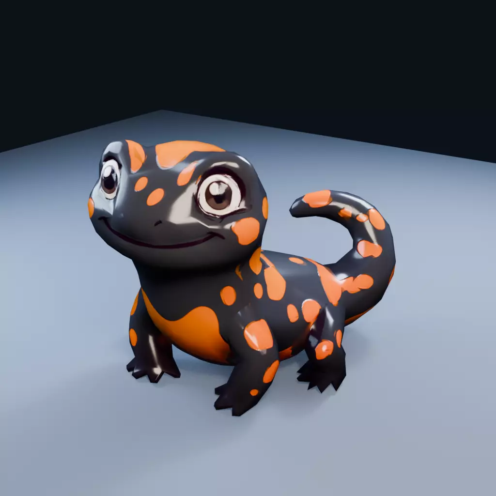 Fire Salamander Low Poly PBR Game Asset Low-poly 3D model