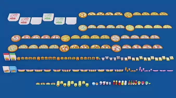 Cartoon Food Mega Pack Low-poly 3D model 7