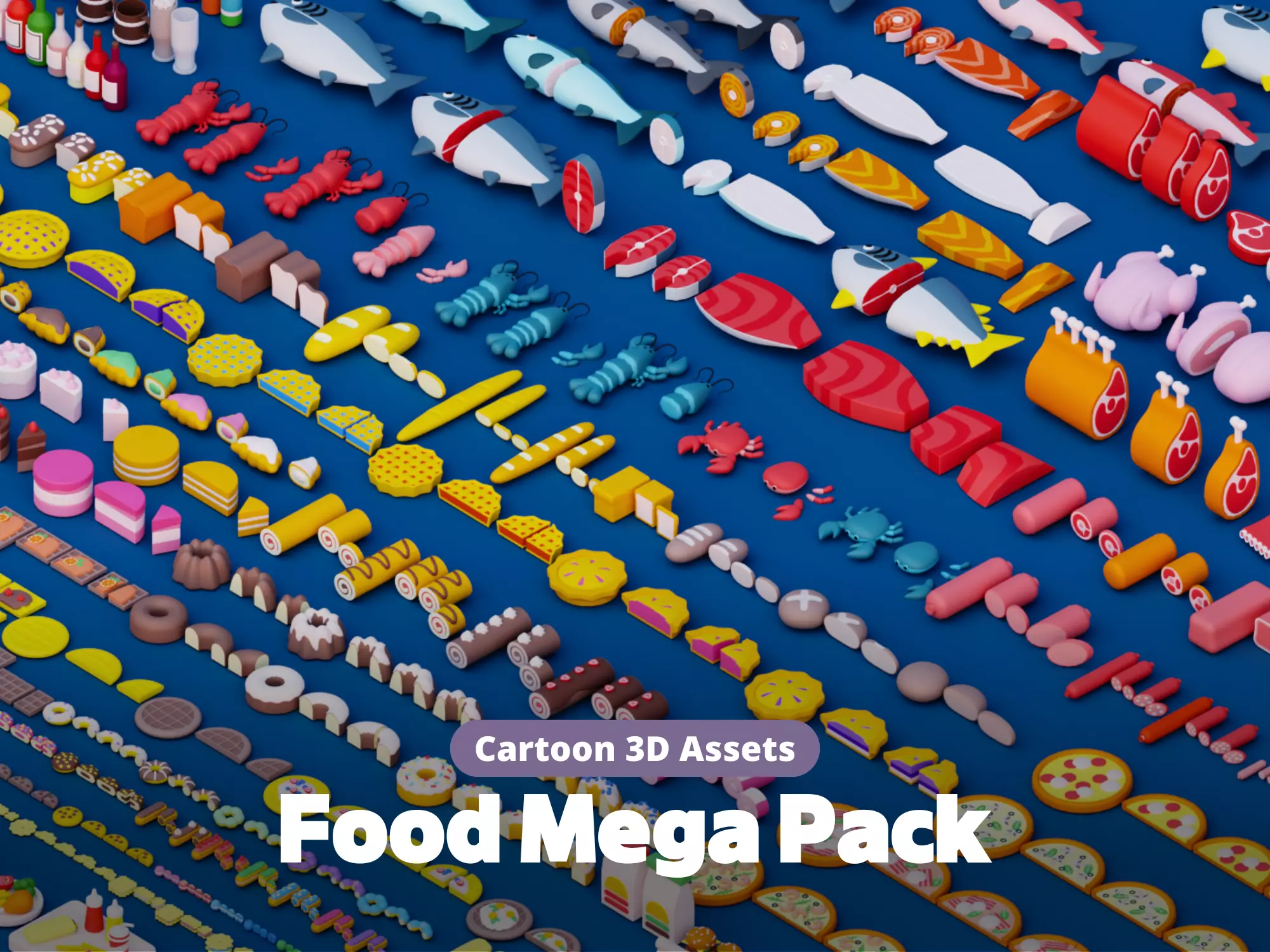 Cartoon Food Mega Pack Low-poly 3D model