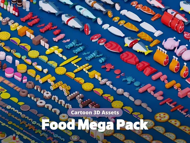 Cartoon Food Mega Pack Low-poly 3D model