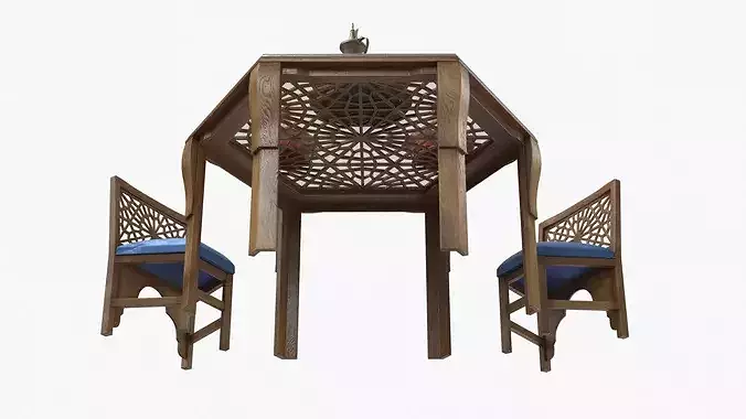 Arabian Dining Set with Tagines and Coffee Set 3D model 5