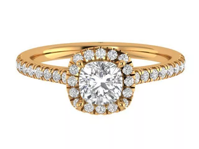 Cushion Square Engagement Ring 3D print model