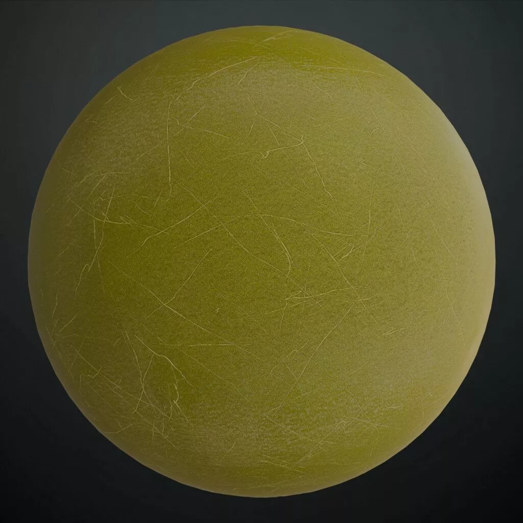 Scratched Plastic Yellow Green Polymer PBR Material Seamless Texture