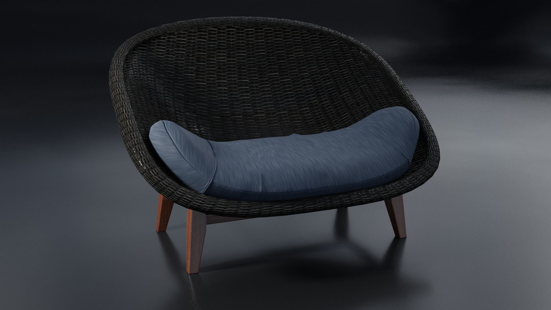 Armchair rattan lounge chair with cushion Free 3D model