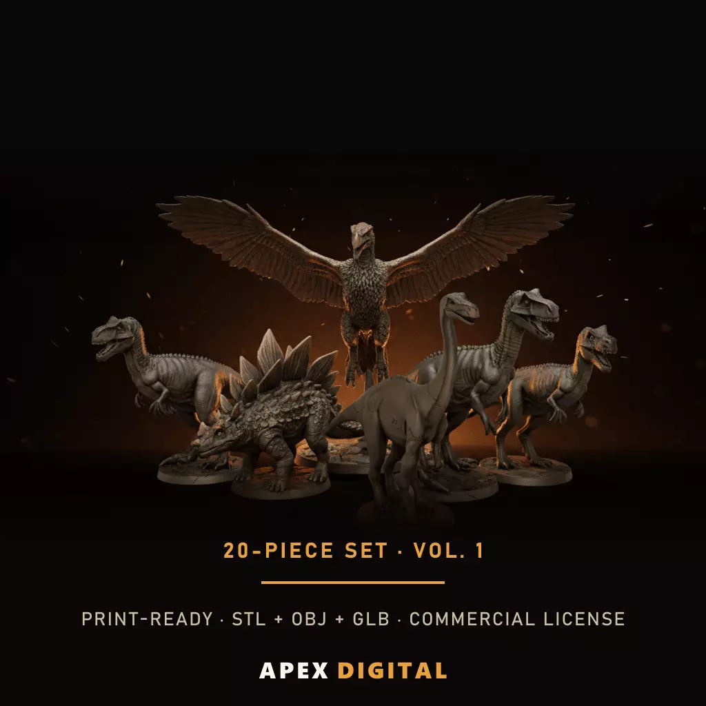 20-Piece Bronze Dinosaurs Collection Vol 1 - 3D Print STL 3D print model