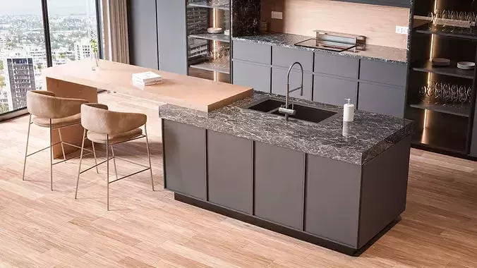 modern kitchen  3D model 3