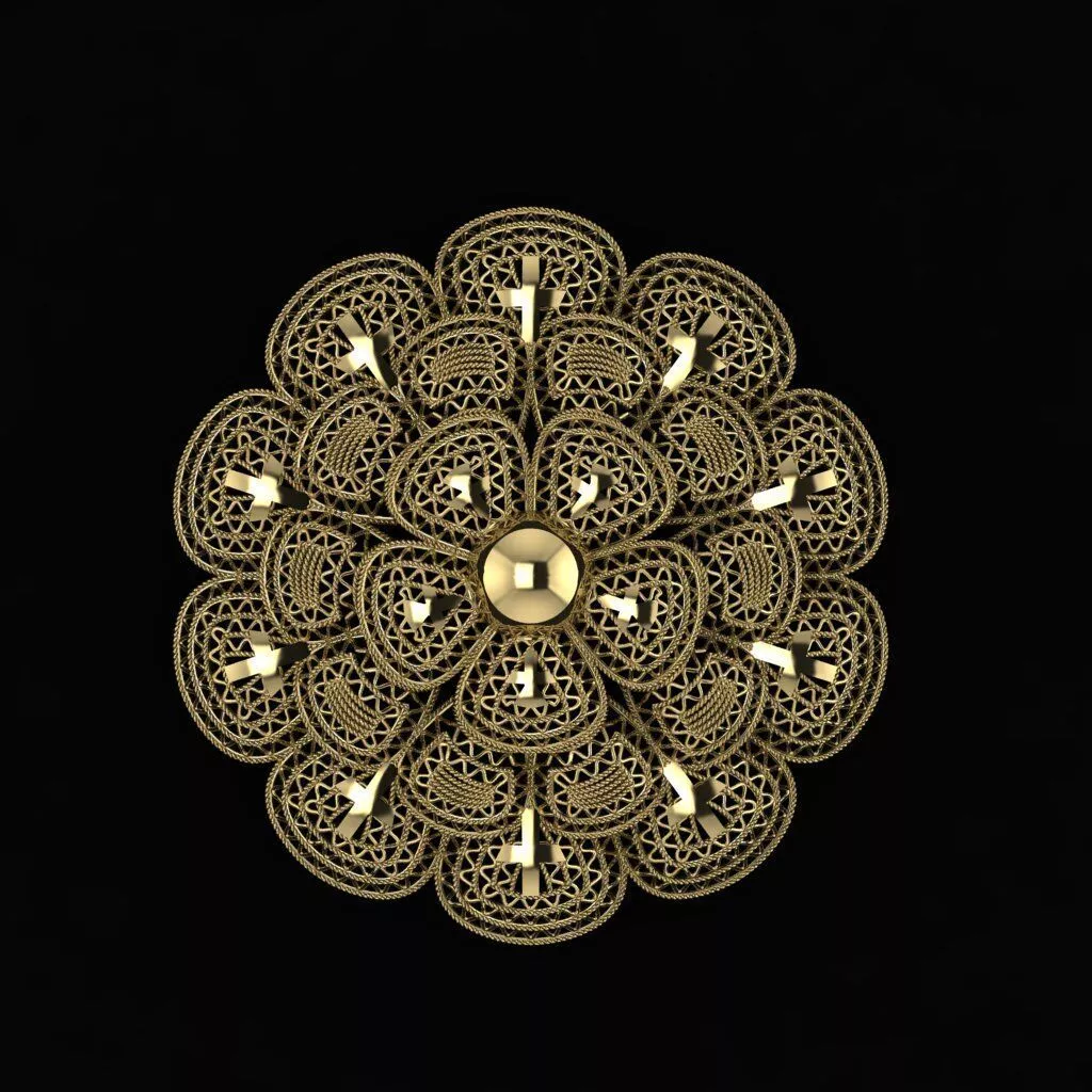 Royal Filigree Floral Brooch Pendant 3D print model