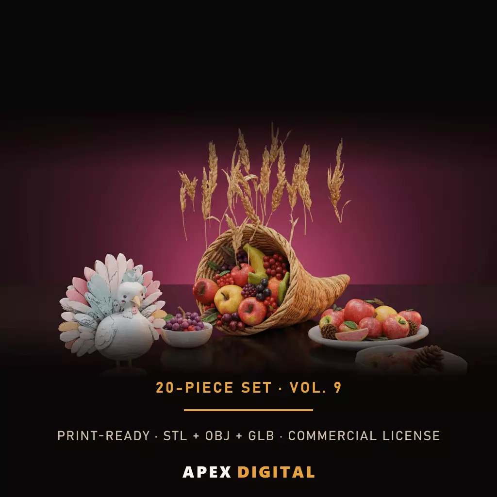 20-Piece Autumn Thanksgiving Decor Collection Vol 9 3D print model