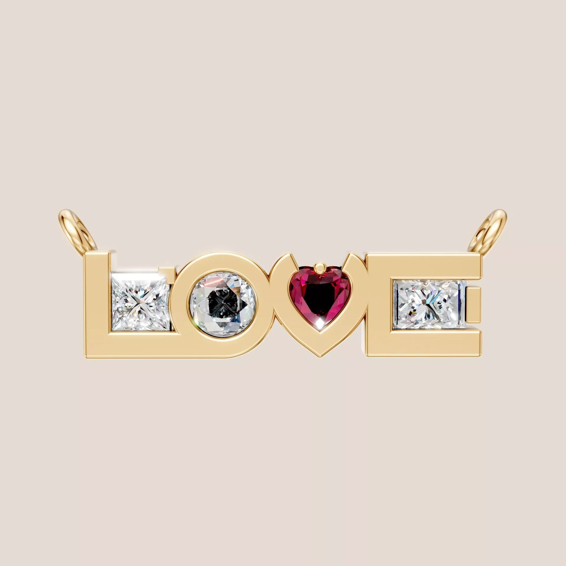 Beautiful Gold LOVE Name Pendant 3D CAD Model 3D print model