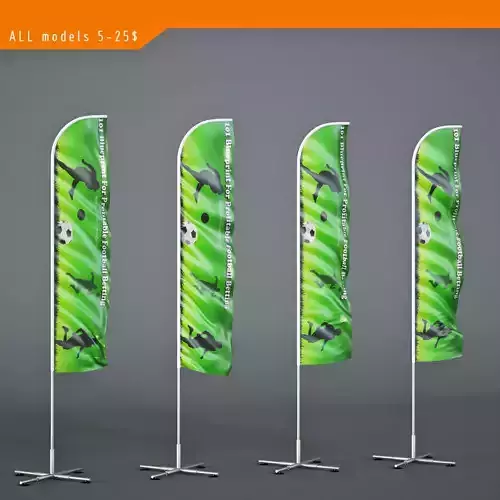 Flag banners 3D model