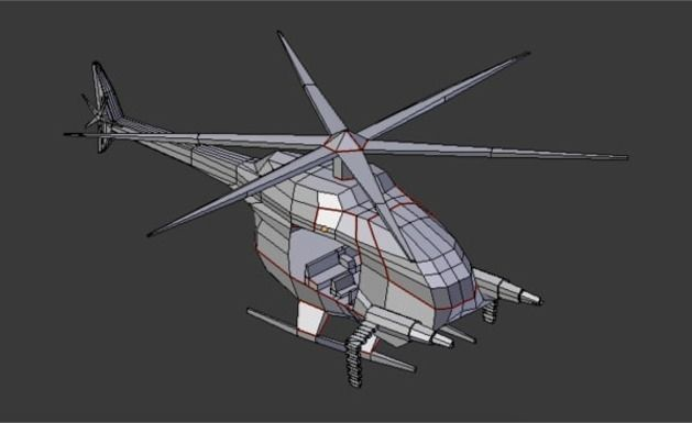 Low Poly Helicopter with two propellers Low-poly 3D model
