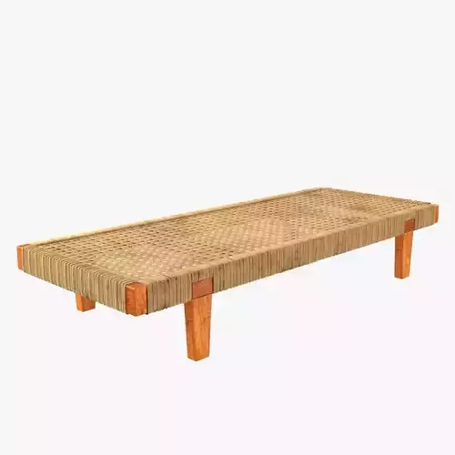 Mexican Wood and Cane Bench or Daybed