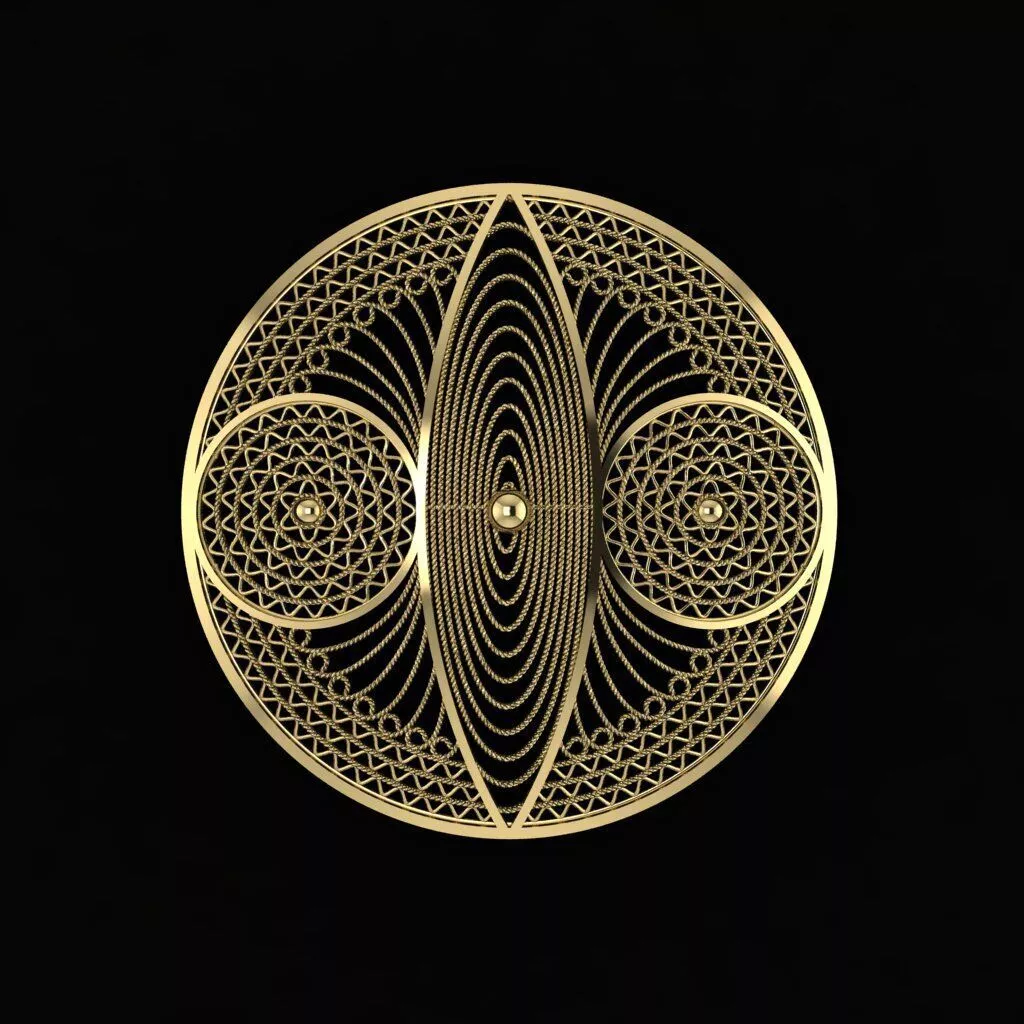 Arabesque Floral Round Pendant 3D print model