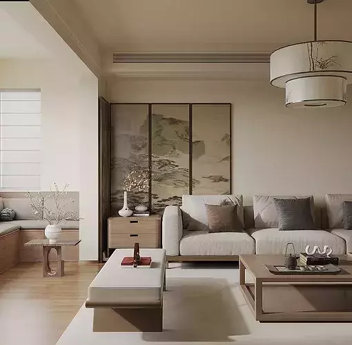Chinese style living French retro style living 3D model 4