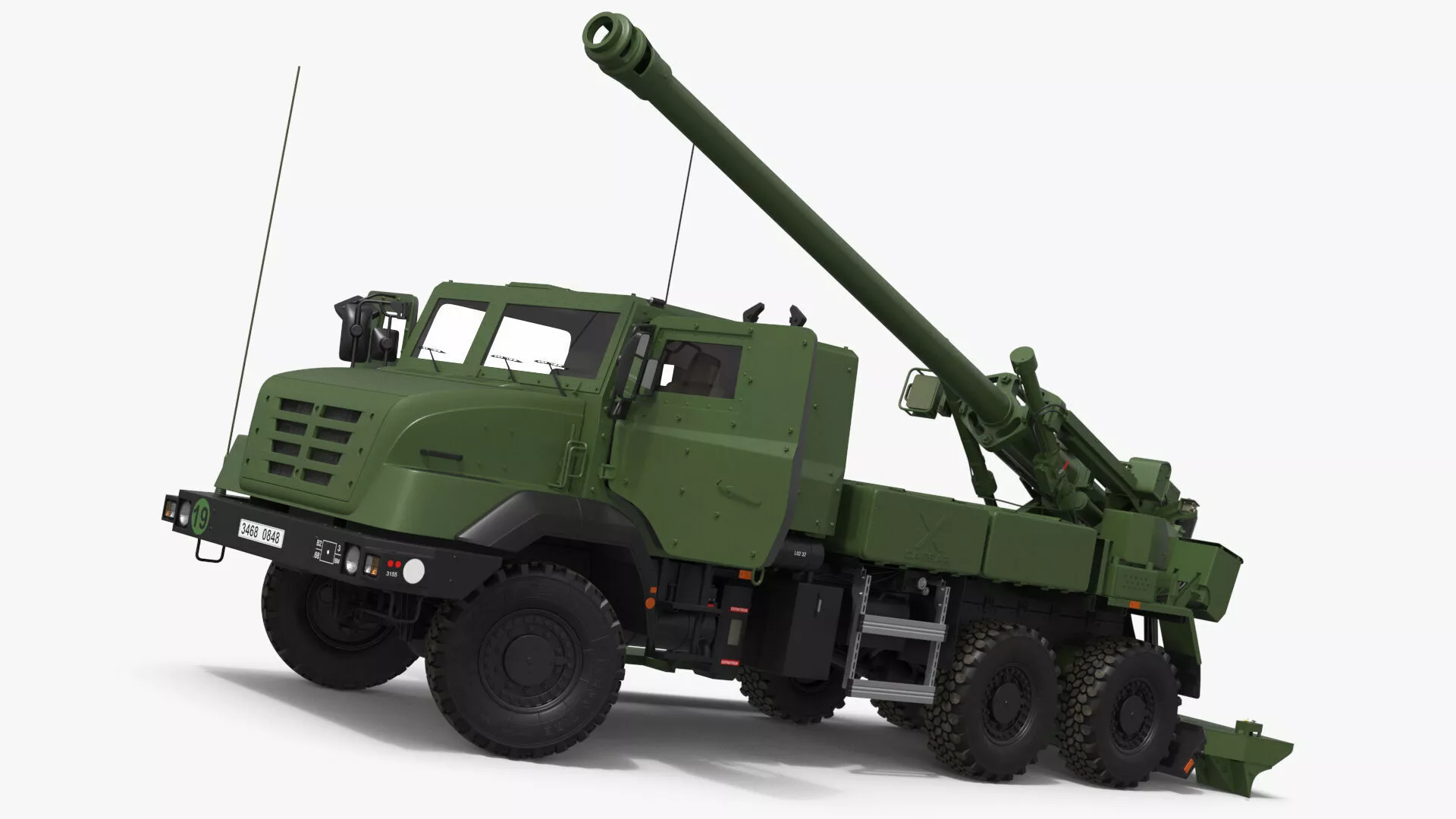 CAESAR Mobile Howitzer System On Chassis Rigged for Cinema 4D 3D model