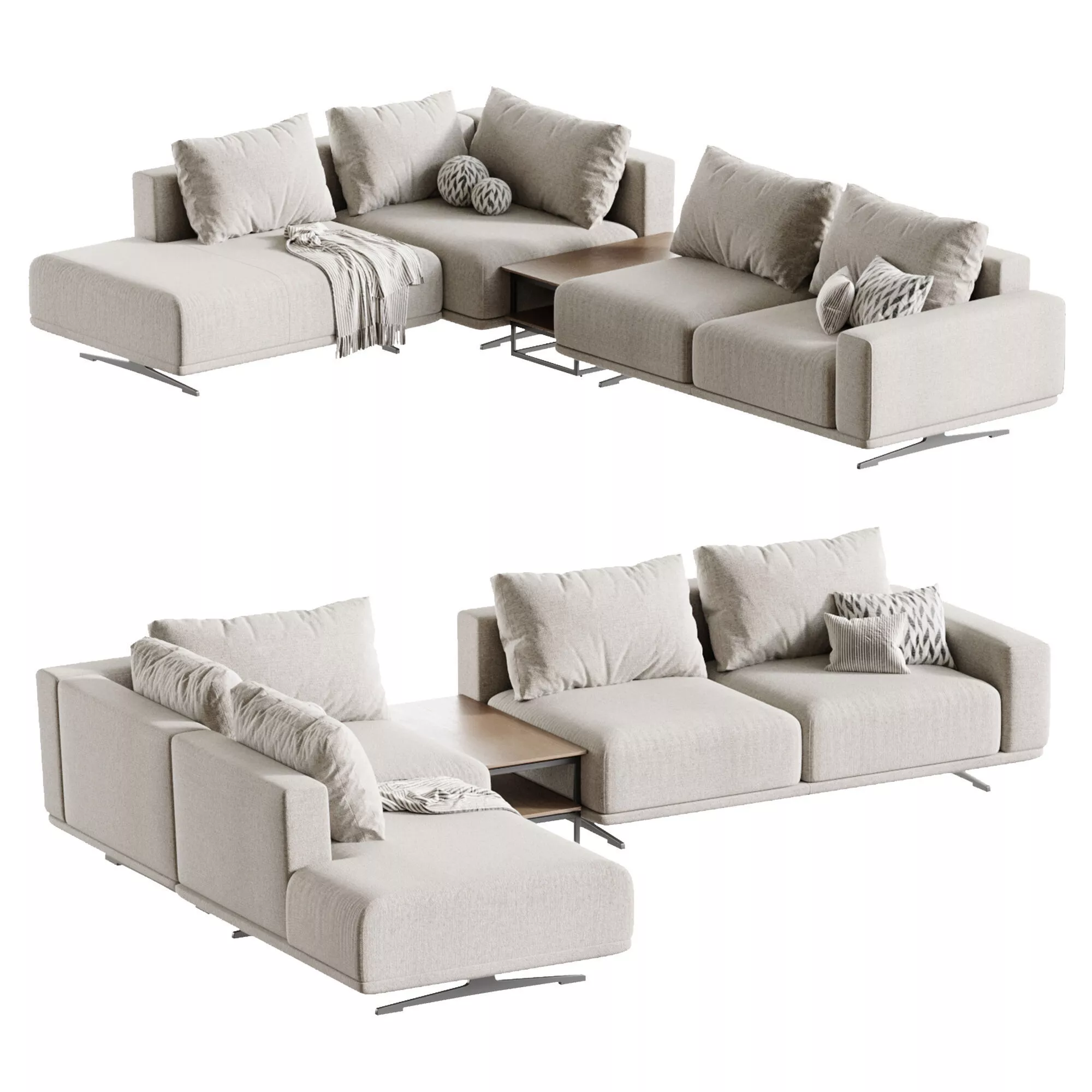 ZILLIS modular corner sofa 344 cm velour by skdesign 3D model
