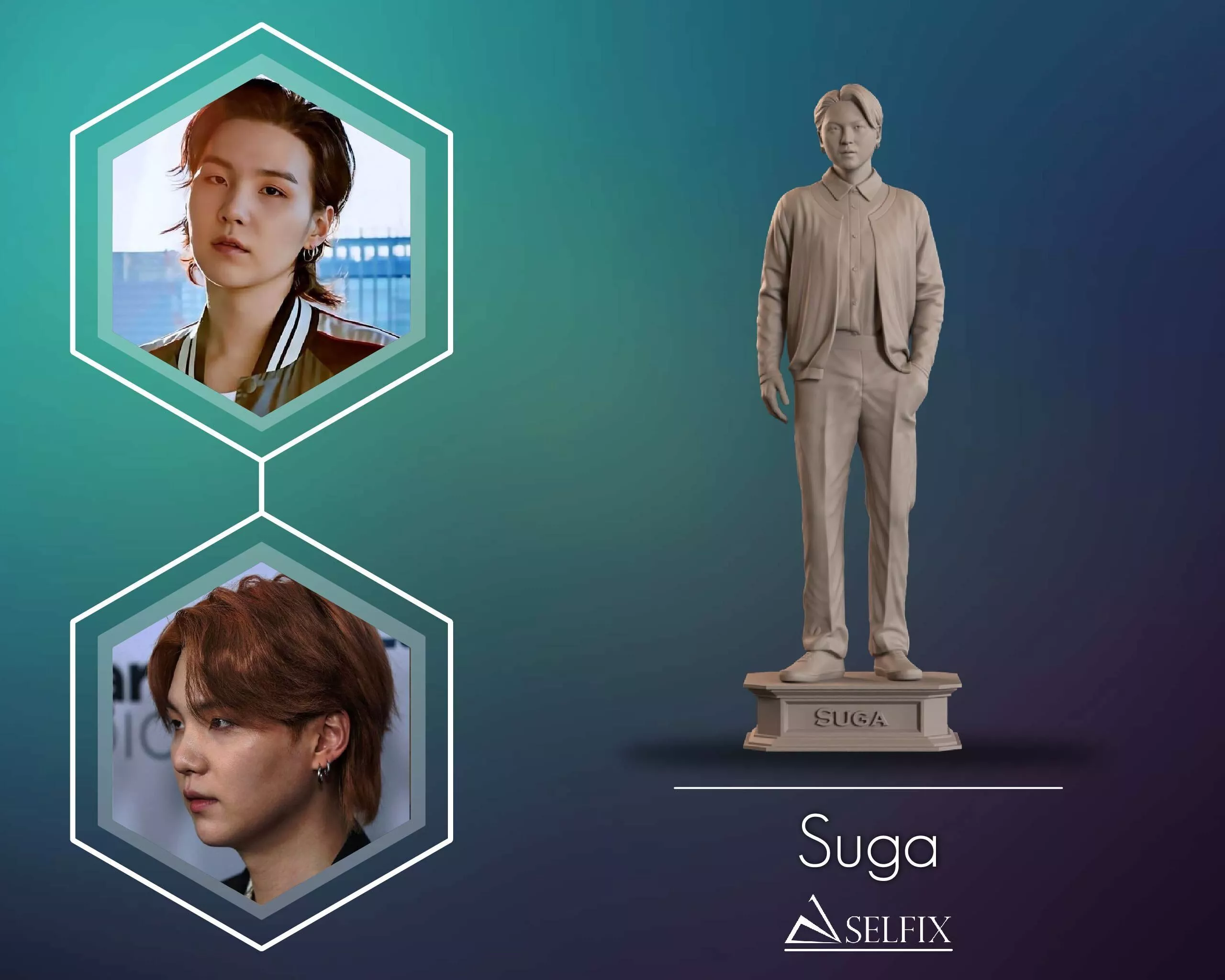 Suga BTS Full Body Sculpture 3D print model