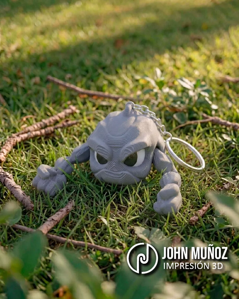 Geodude Pokemon Articulated Fidget Toy Keychain free support 3D print model