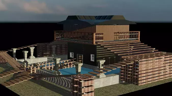 Stylized Forest Cabin House Low-poly 3D model