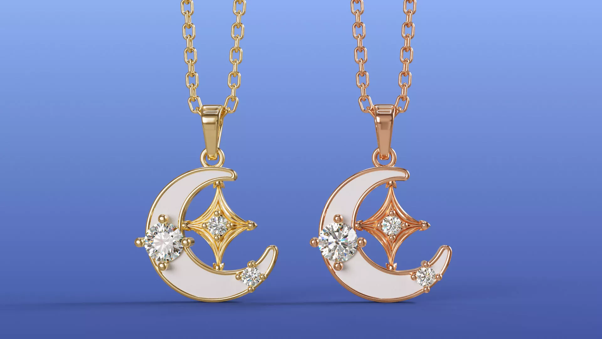 Crescent Moon and Star Pendant Enamel Pendant Design 3D print model