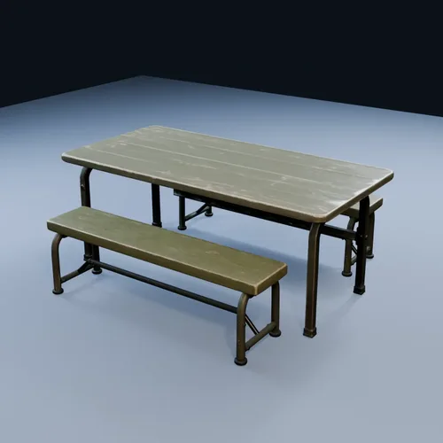 Field Mess Table Low Poly PBR Game Asset
