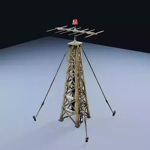 Field Radio Tower Mast Low Poly PBR Game Asset