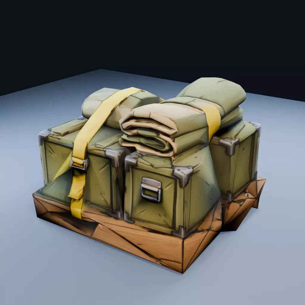 Field Ammo Pallet Low Poly PBR Game Asset Low-poly 3D model