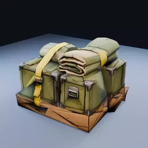 Field Ammo Pallet Low Poly PBR Game Asset