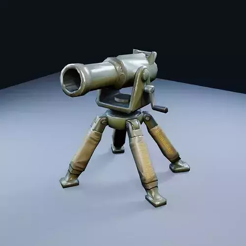 Flare Launcher Tripod Low Poly PBR Game Asset