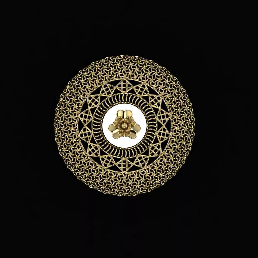 Arabesque Round Floral Pendant 3D print model
